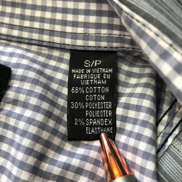 AGE of Wisdom Grey & Blue Striped Pearl Snap Button Down Shirt Size Small - Picture 4 of 8